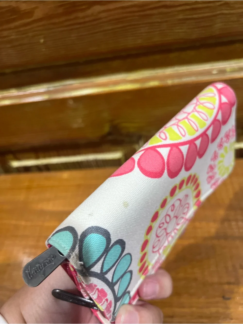 thirty-one Zip Wallet in Pink, Yellow and Teal